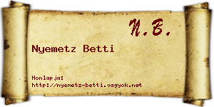 Nyemetz Betti névjegykártya